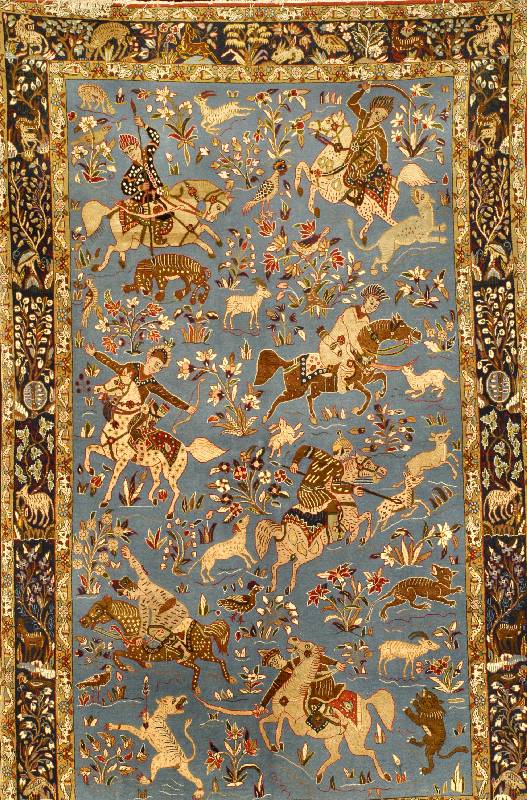 Ghom Kork, Persien, um 1940, Korkwolle mit und auf Seide, ca. 226 x 140 cm, Schätzwert: 5900.- EURO, EHZ: 2 (altersbedingt in einen se hr guten ...