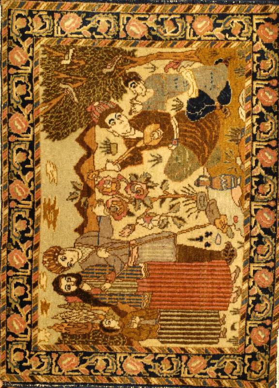 Täbriz alt (Bildteppich), Persien, um 1920, Wolle auf Baumwolle, ca. 75 x 56 cm, Schätzwert: 1250.- EURO, EHZ: 3, gut als Wandt eppich geeignet, ...