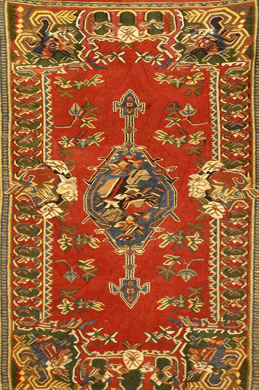Senneh Kelim alt, Persien, ca. 50 Jahre, Wolle auf Baumwolle, ca. 196 x 135 cm, SchÄtzwert: 2100.- EURO, EHZ: 2 (Altersbedingt in einen sehr ...