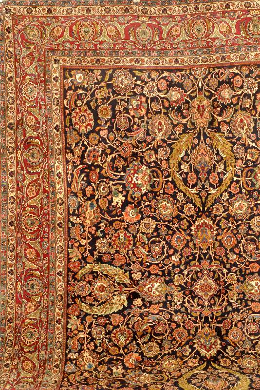 Keschan Kork alt, Zentralpersien, um 1910, feine hochwertige Korkwolle, ca. 417 x 314 cm, Schätzwert: 28000.- EURO, EHZ: 2 (fachkundig gereinigt, ...