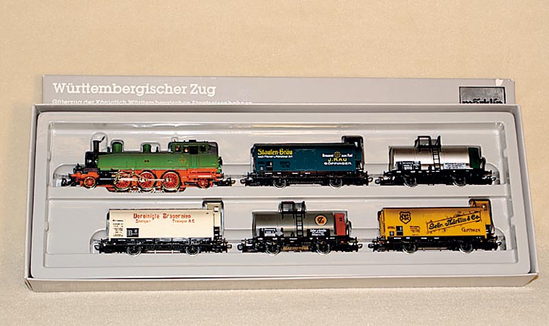 WÜrttembergischer Zug, MÄrklin, 80er Jahre, Spur HO, Nr. 2857, intakt, im orig. Karton, min. bespielt