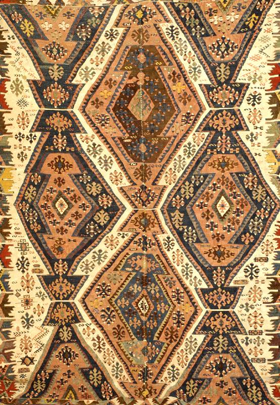 Rashwan Kelim, Türkei, um 1900, Wolle auf Wolle, ca. 196 x 145 cm, Schätzwert: 2500.- EURO, 2 bahnig, EHZ: 3, sehr selten und Sammel würdig.