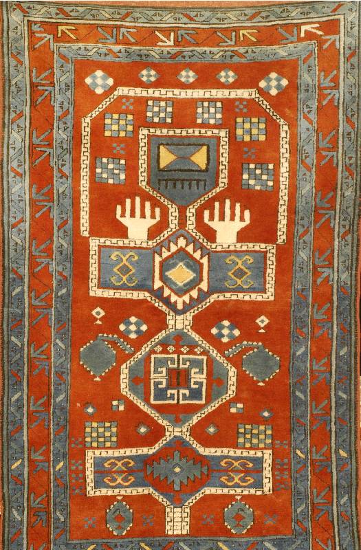 Kazak Gebetsbrücke, Russland, um 1930, Wolle auf Wolle, ca. 198 x 124 cm, Schätzwert: 2300. - EURO, EHZ: 2-3 (altersbedingt in einen ausge ...