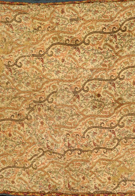 Textil Fragment Kerman Antik, Persien, 18. Jahrhundert, Wolle auf Baumwolle, ca. 78 x 72 cm, Schätzwert: 900.- EURO, EHZ: 5, selten und ...