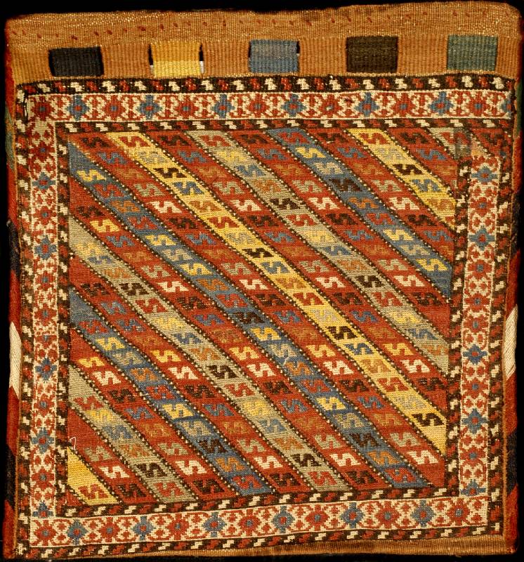 Tasche Antik Azerbajan, um 1900, Wolle auf Wolle, ca. 40 x 40 cm, Schätzwert: 950.- EURO EHZ: 2 (altersbedingt in einen sehr guten Erha ...