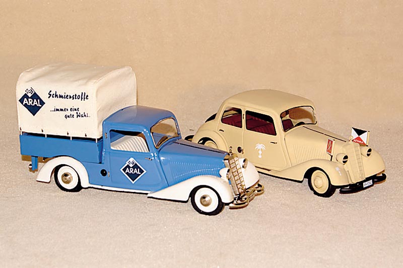 Mercedes 170 V, Schuco, 90er Jahre, Planwagen ARAL, unbespielt, komplett mit SchlÜssel, im orig. Karton, Uhrwerk intakt, sammelw.