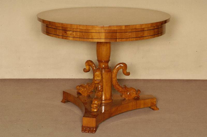 Prunktisch, im Biedermeierstil, nach dem Vorbild von 1825, Korpus z.T. Weichholz, Kirschbaum massiv, Kirschbaumfurnier, vielfach gespiegelt, ...