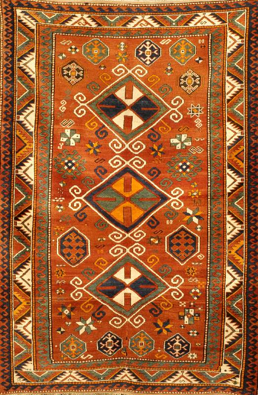 Kazak, Rußland, um 1900, Wolle auf Wolle, ca. 230 x 157 cm, SchÄtzwert: 9400.- EURO, EHZ: 2-3, altersbedingt in einen sehr guten Er ...