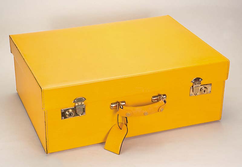 Koffer GOLDPFEIL, Serie Tradition, gelbes Leder, SchlÜssel anbei, ca. 23 x 46 x 61.5 cm, Gebr.-Sp.