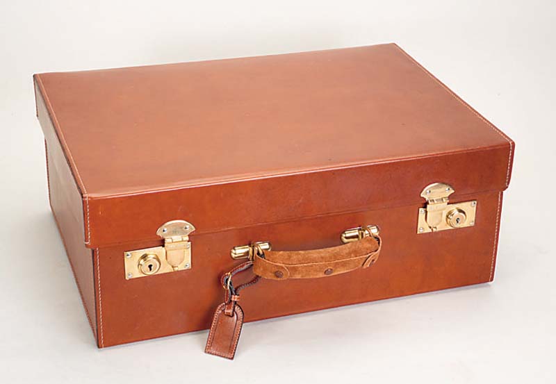 Koffer GOLDPFEIL, Serie Tradition, braunes Leder, SchlÜssel anbei, ca. 20 x 51 x 37 cm, Gebr.-Sp.