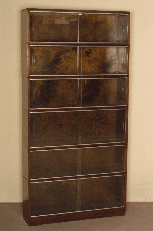 Vielzweck-BÜcherschrank, England, um 1920, System Minty Oxford, Rotholz, verglaste SchiebetÜren, schÖnes praktisches MÖbel, Gebrauchsspuren, ...