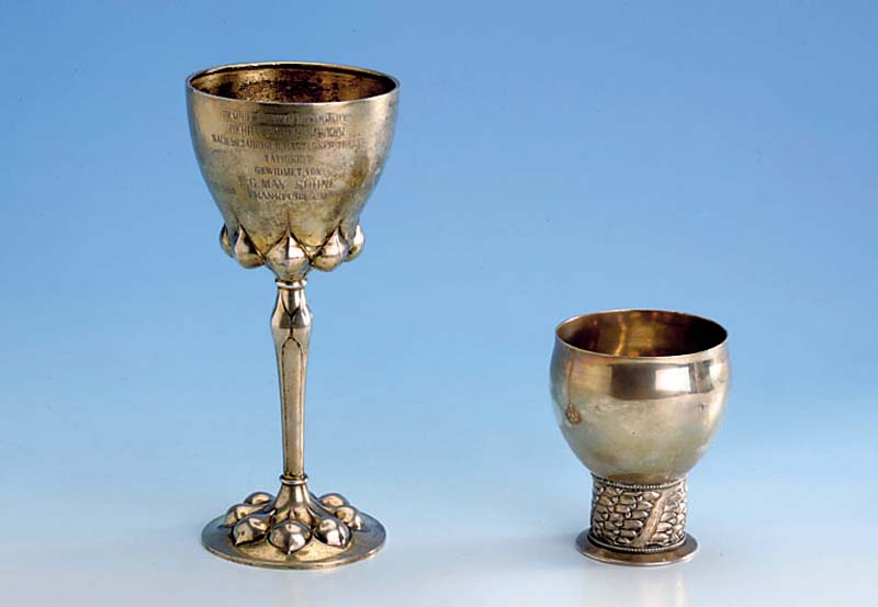 Pokal, deutsch, datiert 1912, 800er Silber, in der Art der Ananaspokale des 18. Jh., Inschrift, H. ca. 22 cm, ca. 180g