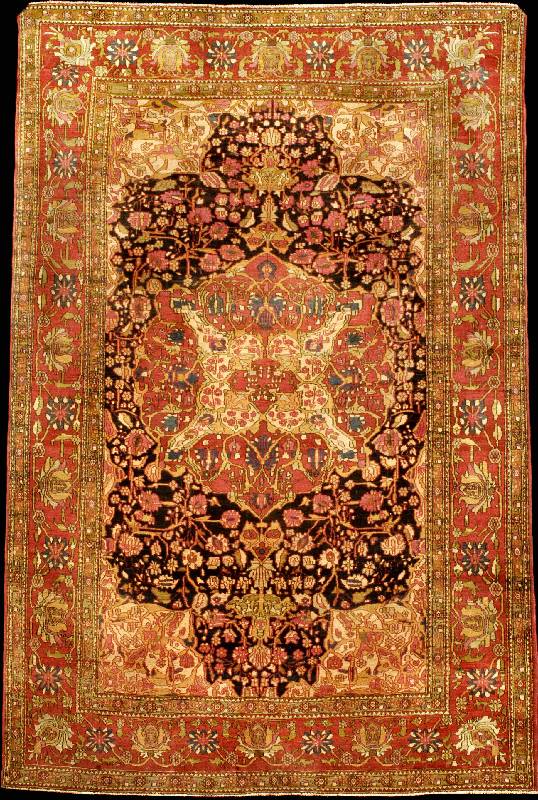 Seltener Esfahan Antik, Zentralpersien, rei ne Pflanzenfarben, 19.Jahrhundert (ca. um 1890 /1900), gute alte Wolle geknüpft auf Baumwolle , ca. 215 ...