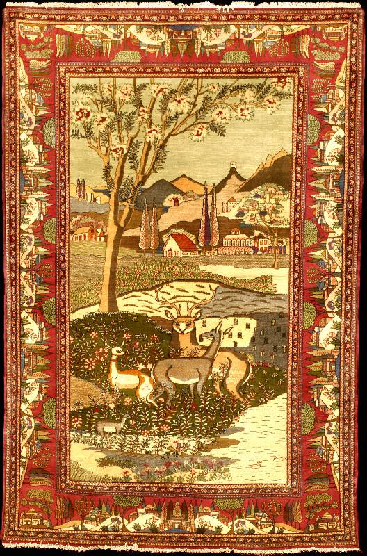 Keschan Kork Alt (Bildmotiv), Zentralpersie n, um 1910, feine hochwertige glanzreiche Kork wolle geknüpft auf Baumwolle, ca. 200 x 130 cm , feine ...