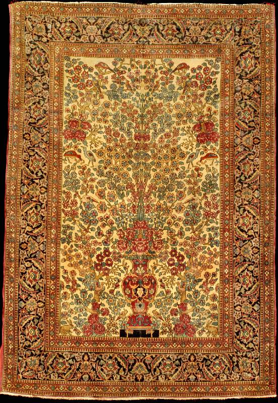 Esfahan Antik (Bildmotiv), Zentralpersien, reine Pflanzenfarben, 19.Jahrhundert (ca. um 1 890/1900), gute feine Korkwolle geknüpft auf B aumwolle, ...
