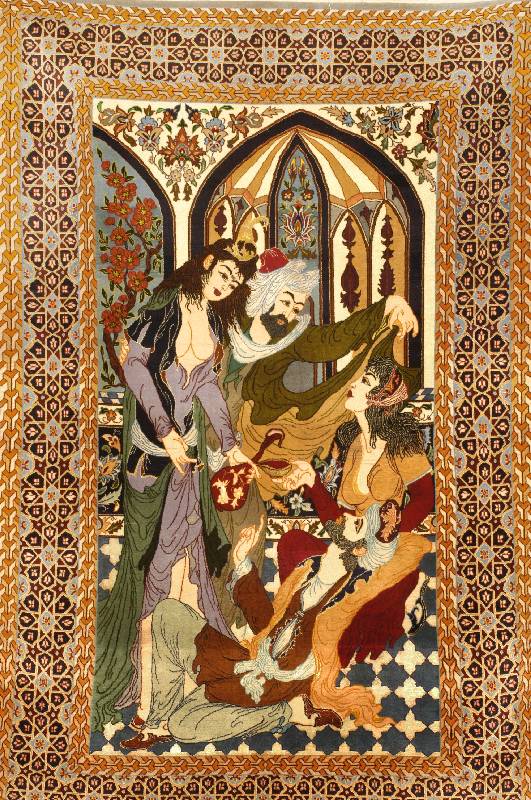 Seltener Esfahan (Mit verbotenem Motiv), Ze ntralpersien, ca. 10-15 Jahre alt, feine hochw ertige Korkwolle geknÜpft auf Baumwolle, ca. 1 67 x 108 ...