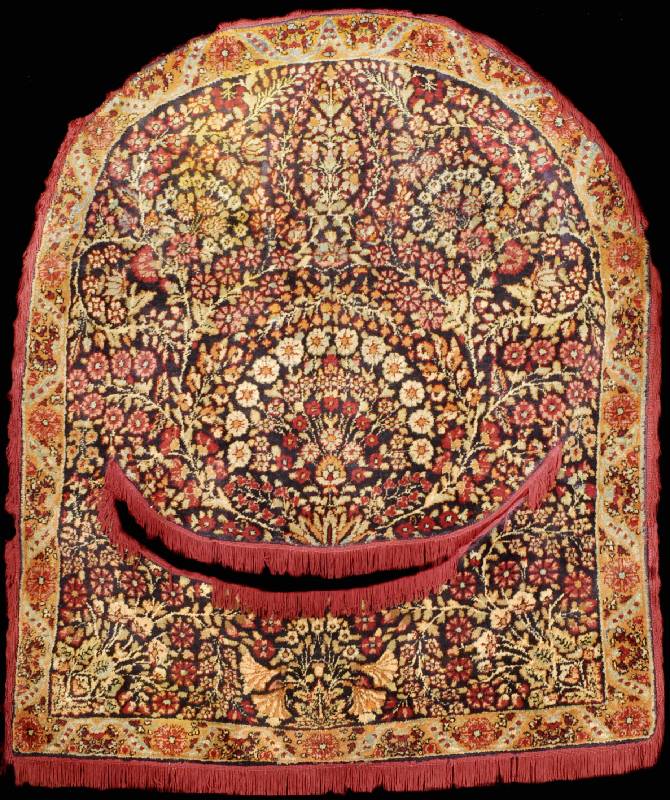 Seltene Kerman Satteldecke Antik, Südpersie n, feine und feste Knüpfung, um 1900, gute alt e Wolle geknüpft auf Baumwolle, ca. 121 x 104 cm, ...