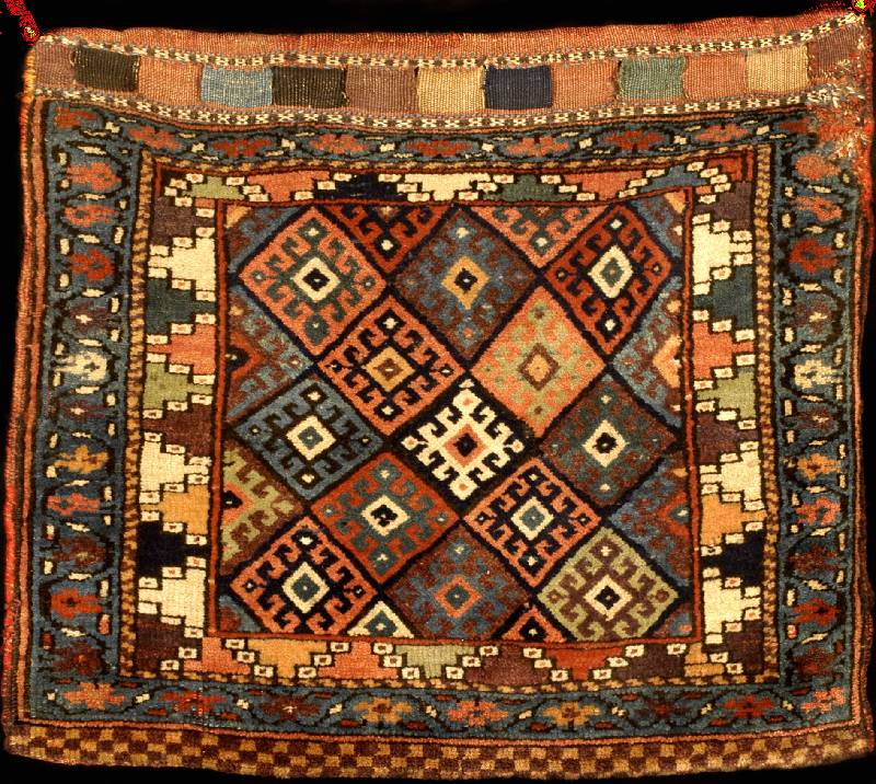 Schöne Antike Jaf Taschenfront, Persien, re ine Pflanzenfarben, 19.Jahrhundert (um 1890/19 00), feine glanzreiche alte Wolle geknüpft auf Wolle, ...
