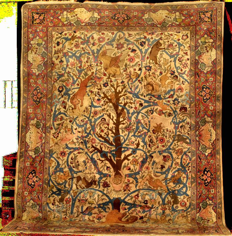 Seltener Agra Antik (Lebensbaum-Motiv), Ind ien, um 1900/1910, gute alte Wolle geknüpft auf Baumwolle, ca. 375 x 280 cm, feine und feste Knüpfung, ...