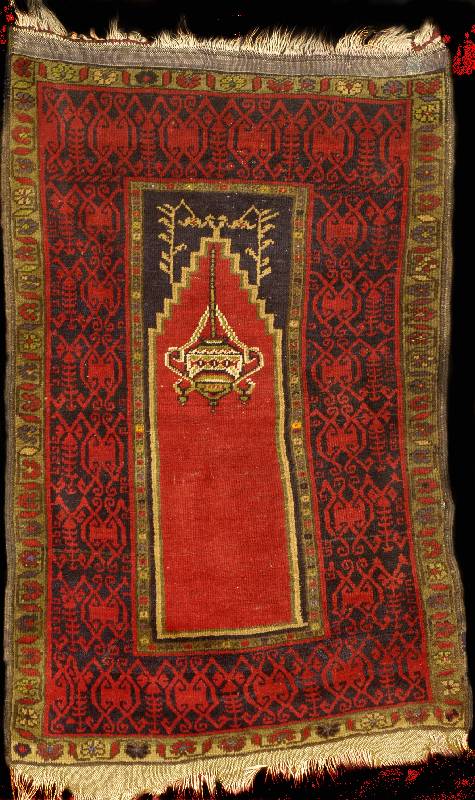Kleiner Alter Yahyale Gebetsteppich, Türkei , reine Pflanzenfarben, um 1910/1920, Wolle au f Wolle, ca. 125 x 80 cm (seltenes kleines Ma? ), grobe ...