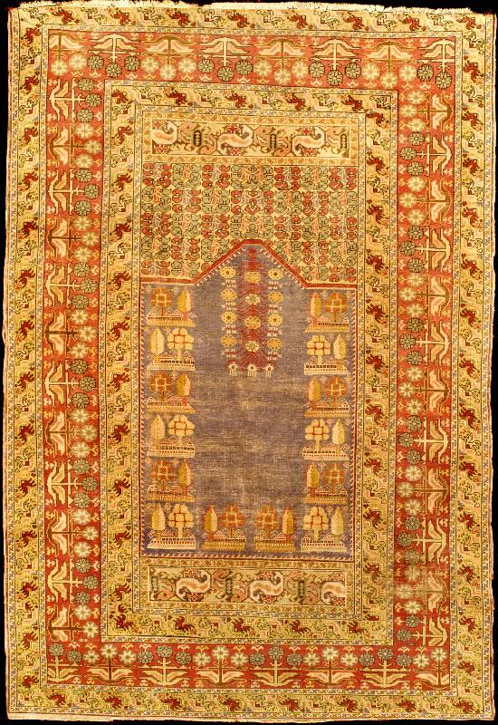 Ghiordes Antik, Türkei, Naturfarben, 19.Jah rhundert (um 1880), Naturfarben, Wolle auf Bau mwolle, ca. 178 x 123 cm, feine Knüpfung, Sch? tzwert: ...