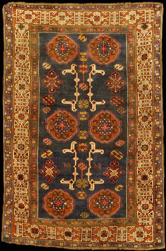 Blattgabel Shirwan Antik, SÜdrußland Ostkau kasus Kuba-Gebiet, Naturfarben, um 1900, gute alte Wolle auf Wolle, ca. 200 x 133 cm, mittel feine ...