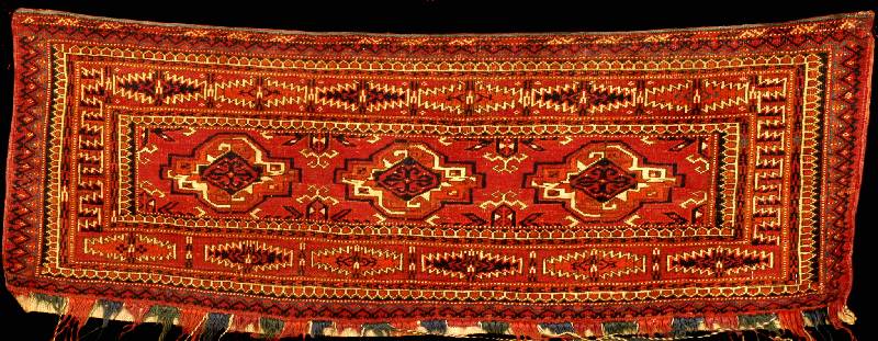 Ersari Torba Antik, Turkmenistan, 19.Jahrhu ndert (um 1880), Naturfarben, feine alte Wolle auf Wolle, ca. 106 x 34 cm, feine meisterlich e ...