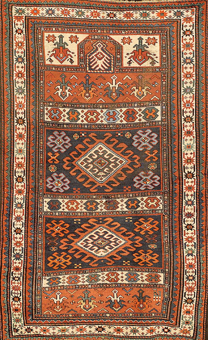 Kazak Gebetsteppich Antik, Kaukasus, um 1900, Wolle auf Wolle, ca. 187 x 122 cm, SchÄtzwert: 3500.- EURO, EHZ: 4, Naturfarben, SchÖner Gebets ...