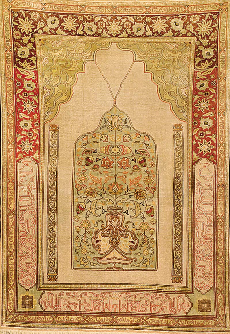 Hereke Seide alt (Metallbroschiert), TÜrkei , um 1910/1920, hochwertige glanzreiche Naturs eide mit ca. 60% Metallbroschierung (sehr selt ene und ...