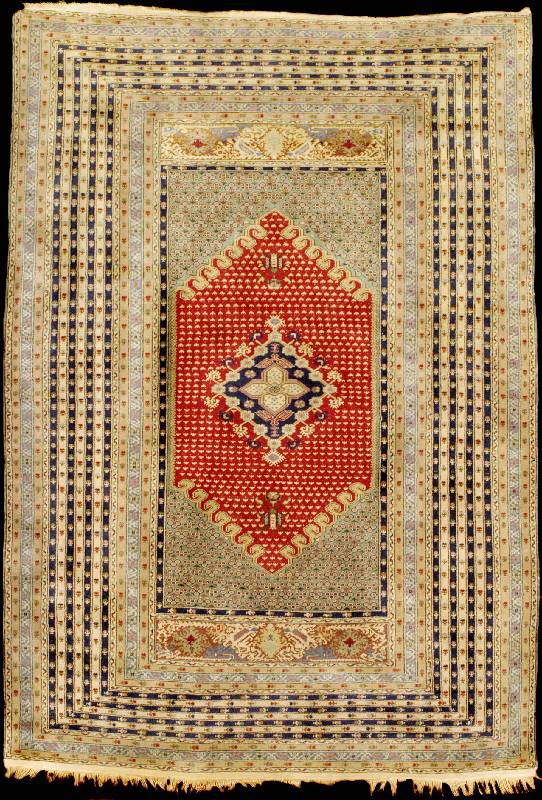 Ghiordes Antik sehr fein, Zentralanatolien TÜrkei, Naturfarben, 19.Jahrhundert (um 1880/1 890), gute feine alte Wolle auf Wolle, ca. 176 x 122 ...