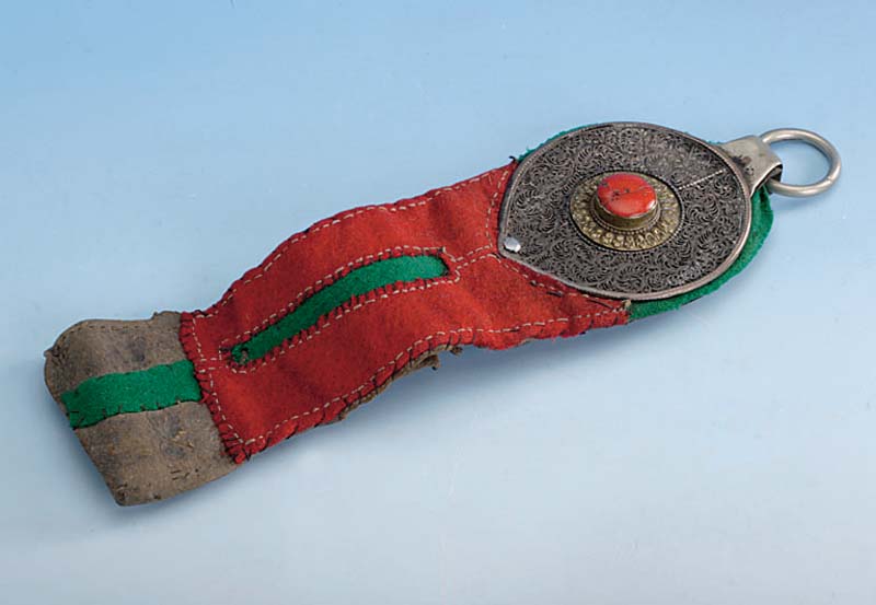 Zierband fÜr Pferd, Turkmenistan/Afghanistan um 1900, Silber/Silbersud, fein grav., mit Rokaillen und FarnblÄttern, teilvergoldet, ...