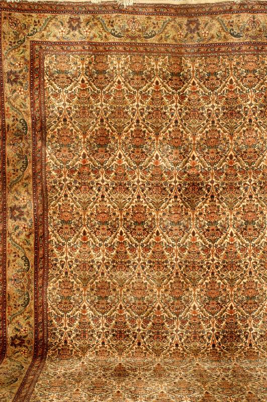 Indo-Ghom kork, Indien, ca. 20 Jahre, Wolle auf Baumwolle, ca. 414 x 300 cm, SchÄtzwert: 3200.- EURO, EHZ: 2 (altersbedingt in einen se hr guten ...
