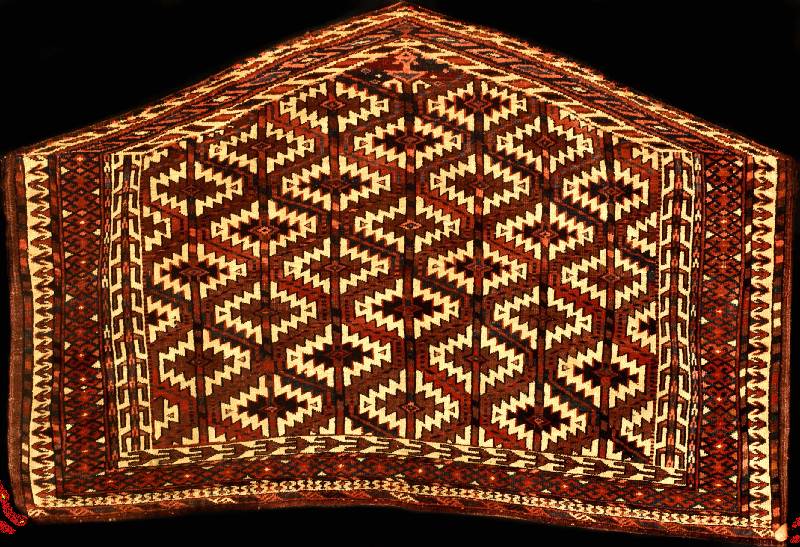 Seltener Asmalyk Antik, Turkmenistan, reine Pflanzenfarben, 19.Jahrhundert (um 1880/1890) , feine alte Wolle auf Wolle, ca. 130 x 84 cm, feine bis ...