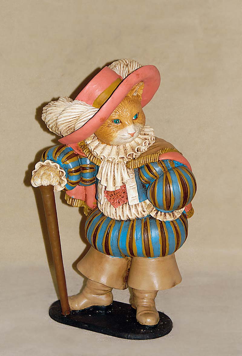 Gestiefelter Kater, Kunststoff, 2. HÄlfte 20. Jh., bunt staffiert, H. ca. 65 cm