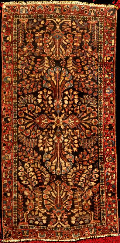 Sarogh Mohajeran Antik, Westpersien (Us Re- Import), reine Pflanzenfarben, um 1900, feine alte Korkwolle auf Baumwolle, ca. 116 x 58 cm (seltenes ...