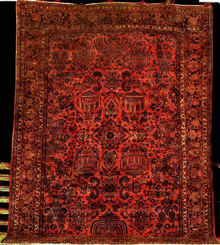 Sarogh Antik (US Re-Import), Westpersien, r eine Naturfarben, um 1900, schöne glanzreiche Korkwolle geknüpft auf Baumwolle, ca. 345 x 26 5 cm, ...