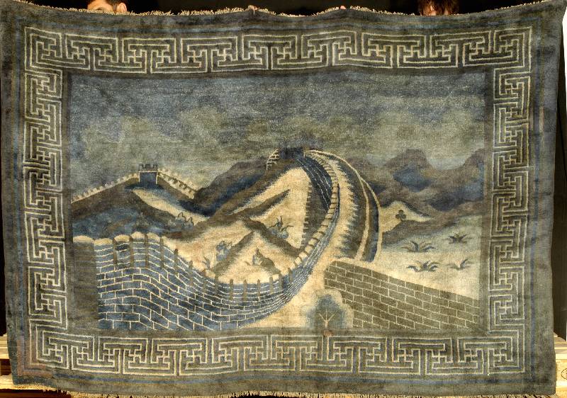 Pow Tow Antik (Chinesischer Mauer), China, 1900, feine glÄnzende Wolle auf Baumwolle, ca. 262 x 176 cm (seltenes Querformat), SchÄtzwer t: ...
