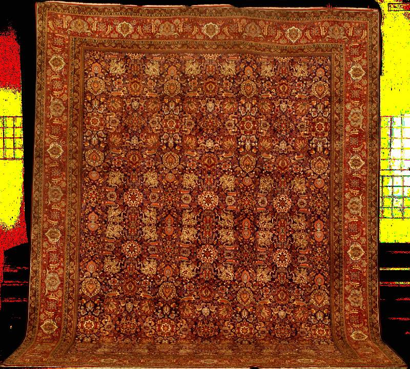 Bidjar Alt, Nordwestpersien, Pflanzenfarben , um 1920, feine hochwertige glanzreiche Wolle , ca. 396 x 305 cm, gute feine und feste Knüpf ung, ...