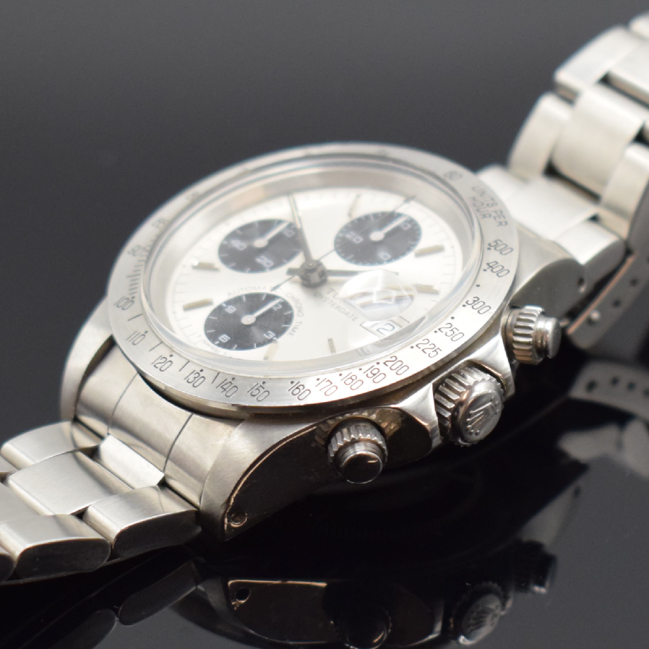 Detail c: TUDOR Armbandchronograph Oysterdate "Big Block" Referenz 79180, Automatik, LC 100, original Rolex Edelstahlgeh. inkl. Gliederband m. ...