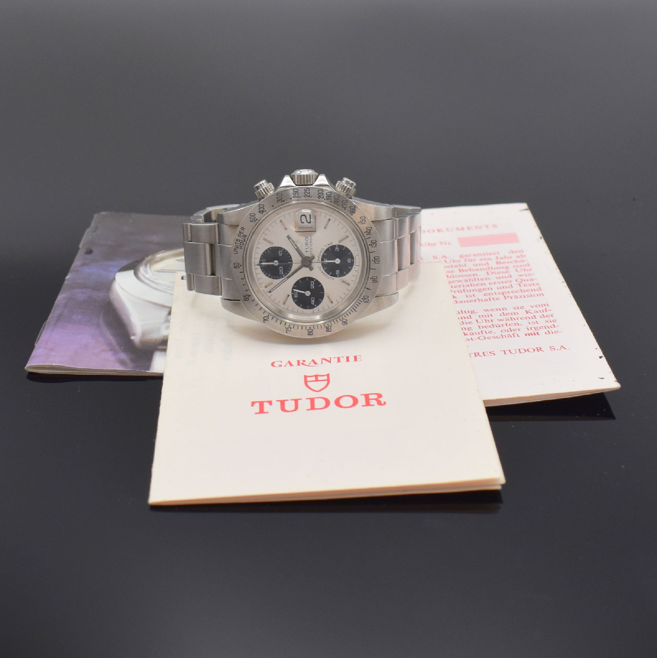 Detail f: TUDOR Armbandchronograph Oysterdate "Big Block" Referenz 79180, Automatik, LC 100, original Rolex Edelstahlgeh. inkl. Gliederband m. ...