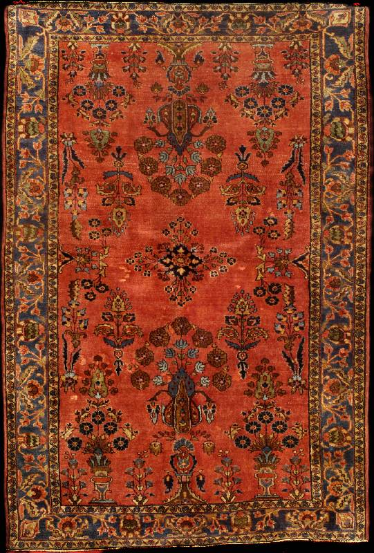 Seltener Antiker Sarogh (Us Re-Import), Wes tpersien, reine Pflanzenfarben, 19.Jahrhundert (um 1880/1890), feine glanzreiche Hochwertige Korkwolle ...
