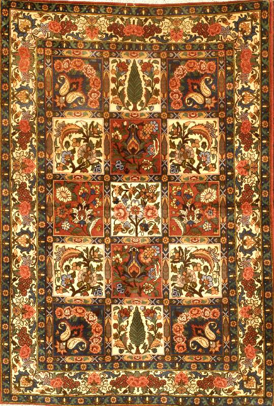 Bachtiar fein, Persien, ca. 30 Jahre, Korkwolle, ca. 185 x 127 cm, Schätzwert: 1300.- EURO, EHZ: 2, altersbedingt in einen se hr guten ...