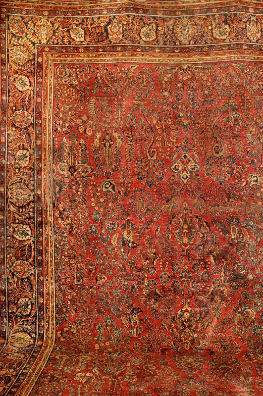 Sarogh US Reimport Westpersien, um 1900, re ine Pflanzenfarben, feine hochwertige glanzrei che Korkwolle, ca. 431 x 306 cm, SchÄtzwert: 1 8500,- ...