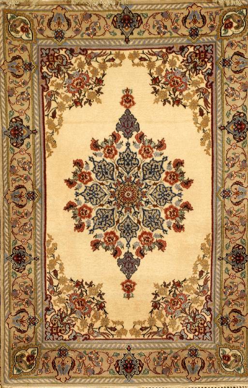Esfahan fein, Persien, ca. 15 Jahre, Korkwolle mit und auf Seide, ca. 104 x 71 cm, Schätzwert: 1600.- EURO, EHZ: 2