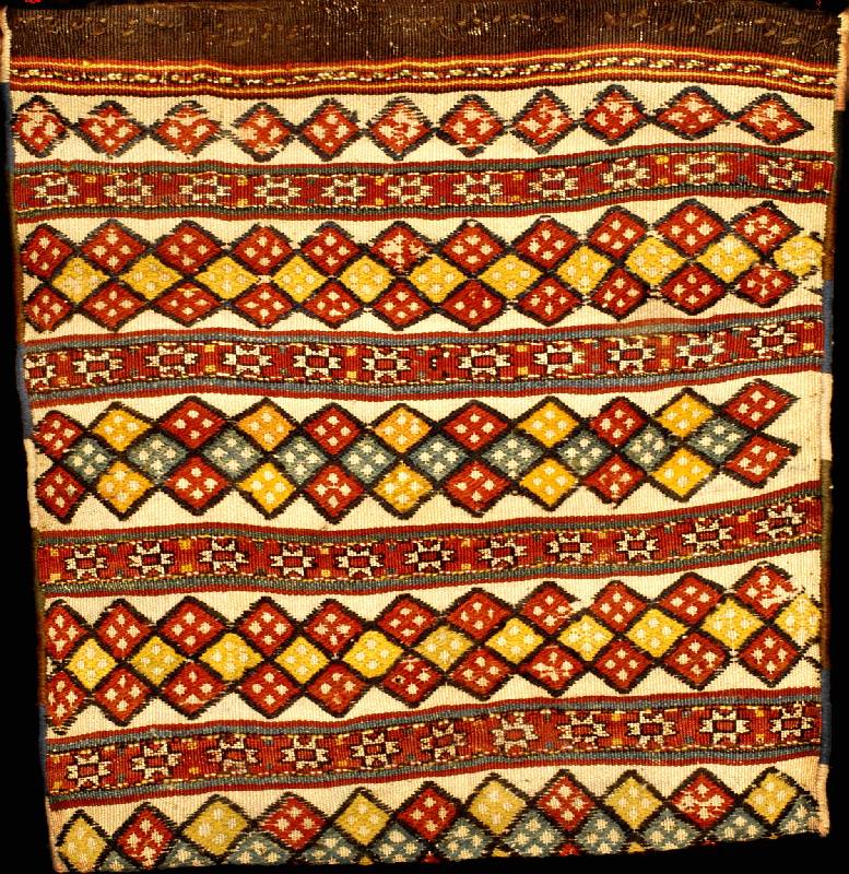 Kurden Tasche Antik, Nordwestpersien, reine Pflanzenfarben, 19.Jahrhundert (um 1890/1900) , ca. 63 x 60 cm, mittelfeine Knüpfung, ausserg ...