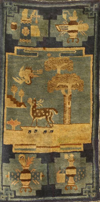 Pow Tow Antik, China, um 1900, Wolle auf Baumwolle, ca. 113 x 60 cm, Schätzwert: 3300.- EURO, EHZ: 3