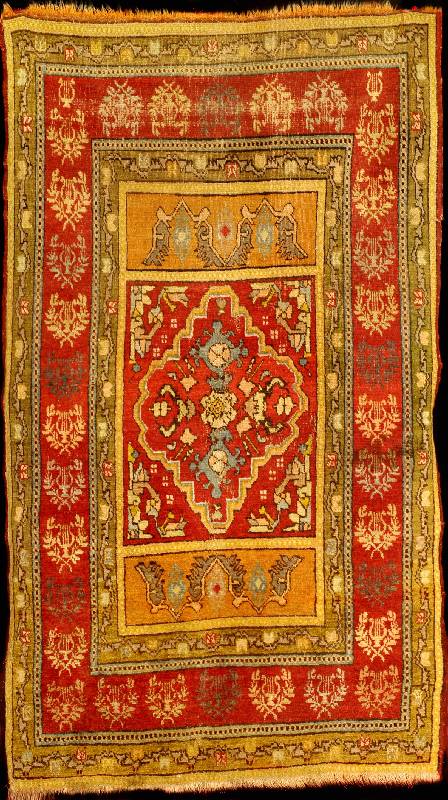 Ushak Antik, Türkei Anatolien, reine Pflanz enfarben, 19.Jahrhundert (um 1880), Wolle auf Wolle, ca. 175 x 103 cm, mittelgrobe Knüpfung, lockerer ...