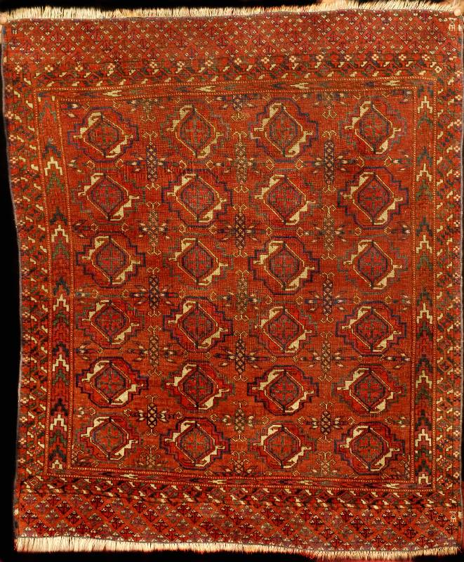 Kleiner Herdteppich Antik, Südrussland Turkm enistan, Naturfarben, 19.Jahrhundert (um 1890) , Wolle auf Wolle, ca. 118 x 100 cm, feine Kn? pfung, ...