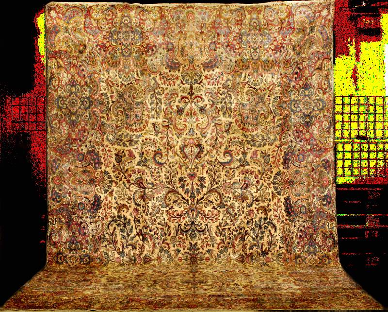 Wunderschöner Riesiger Kerman Lawer Antik (Us Re-Import), Südpersien, reine Naturfarben, um 1900, Hochwertige feine glanzreiche Korkwol le ...