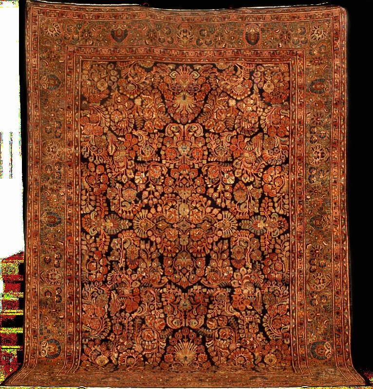 Sehr hochwertiger Antiker Sarogh Mohajeran, Westpersien (Us Re-Import), reine Pflanzenfar ben, um 1900, sehr feine kostbare und glanzrei che ...